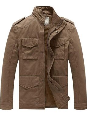 Sz M Wenven Men's Lightweight Military Style Jacket Twill Cotton Coat
